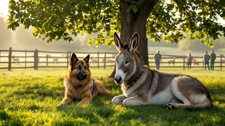 Na farmě německý ovčák a osel ukazují že přátelství může vzniknout bez předem daných pravidel